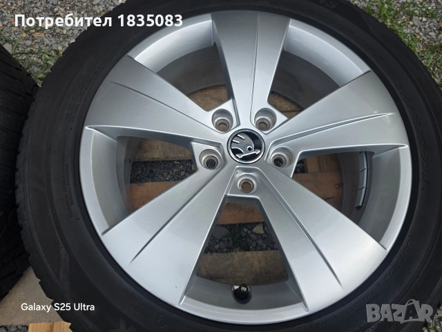 Лети джанти 17ки 5х112 Skoda + всесезонни гуми 215/55/17 Hankook, снимка 7 - Гуми и джанти - 54658173