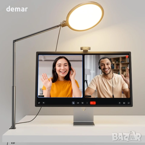 Смарт LED осветителна лампа за бюро/студио с регулируемо рамо и кръгла глава (за домашен офис) 10.2", снимка 7 - Настолни лампи - 54924701