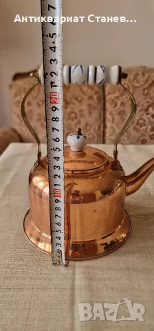 Винтидж меден чайник с порцеланова дръжка , снимка 10 - Сервизи - 55349970