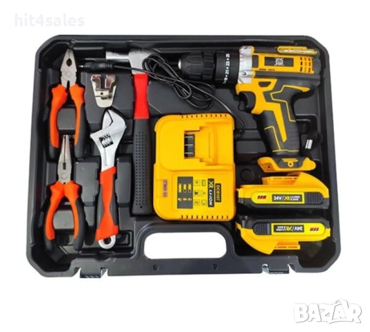 Комплект ударна бормашина, 111 аксесоара, 24 V, 5 Ah