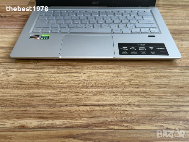 Acer Swift X 14`Ryzen 7 5800U/Nvidia RTX 3050/16GB LPDDR4X/512GB NVMe/Full HD IPS/Батерия 8ч, снимка 3 - Лаптопи за игри - 55052107