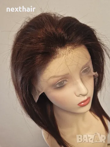 Естествена бразилска перука 40 см - Кестенява | Lace Front 13x4 | 100% човешка коса