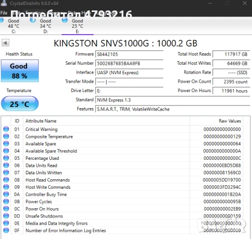 SSD Kingston 1TB NV1 Gen3 2500/2000, снимка 2 - Твърди дискове - 54278125