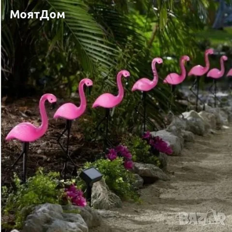 Декоративна соларна лампа във формата на фламинго - 3бр в комплект, снимка 4 - Соларни лампи - 55354672