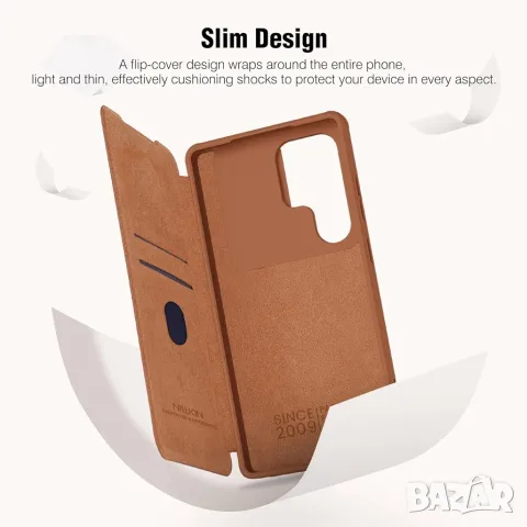Nillkin Qin Pro кожен калъф със защита на камерата - Samsung S25 Ultra, снимка 6 - Калъфи, кейсове - 55666773