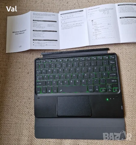 Безжична Bluetooth клавиатура с подсветка и тъчпад за Microsoft Surface Pro, снимка 2 - Таблети - 55304286