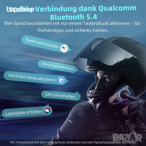 Чисто нов Мото Интерком CHUANYUE X2 за 4 човека Bluetooth 5.4 – Запечатан в Целофан, 1200м Обхват , снимка 6 - Аксесоари и консумативи - 54794567