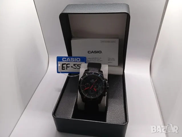█▬█ █ ▀█▀ 🛍️ CASIO EDIFICE EF-552 Мъжки японски черен часовник специален цвят червени елементи, снимка 3 - Мъжки - 55178019
