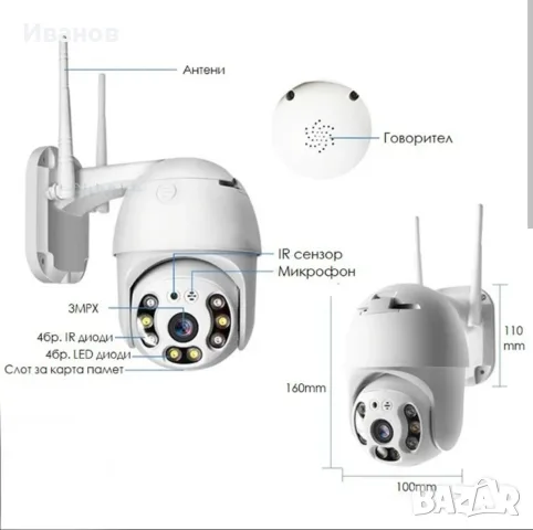 Външна wi-fi Куполна Камера 5mp, 3mp, iCSee, снимка 7 - IP камери - 55326516