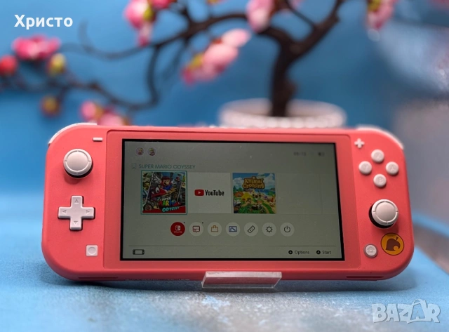 Игрова конзола Nintendo Switch Lite (Animal Crossing Edition) + Super Mario Odyssey  , снимка 3 - Nintendo конзоли - 54011857