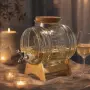 Стъклено буре 5 литра, с кранче и дървена поставка за вино, ракия и домашни напитки, снимка 5
