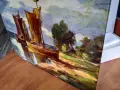 3 де Принт на Картина с Маслени Бои Изобразяваща Морски Пейзаж с Платноходни Лотки (Каици) 59/45 см., снимка 3