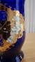 Бохемска стъклена ваза в кобалтово син цвят, снимка 5