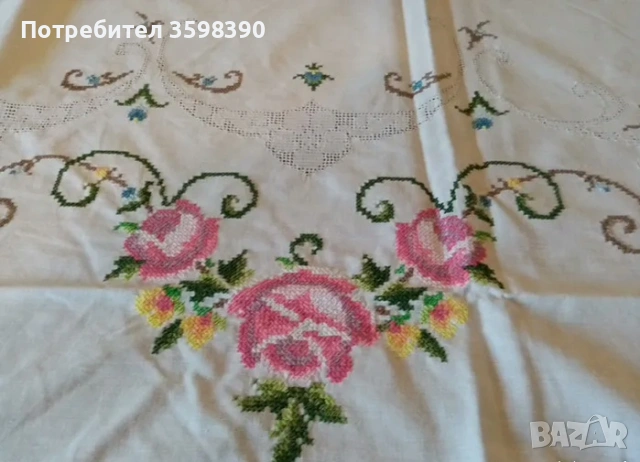 Памучна покривка с ръчна бродерия 260×170 см., забележка 
