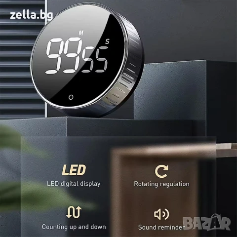 Дигитален кухненски таймер с LED дисплей до 99 мин – Аларма 90dB, магнит, голям екран 10244, снимка 3 - Резервни части за телефони - 54661772