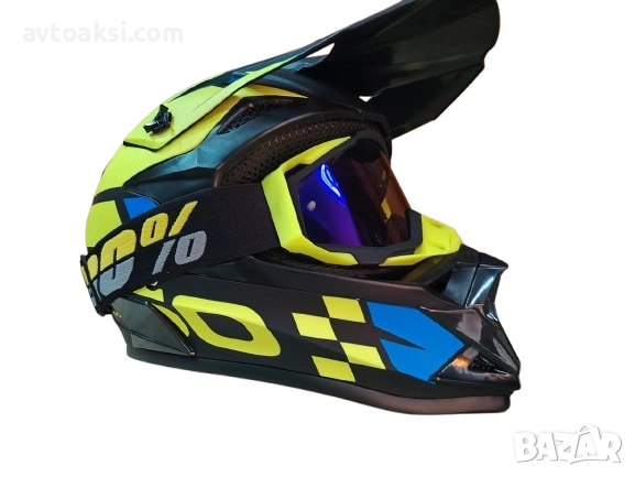 Каска Крос Мотор/Скутер/Бъги/Вело/АТВ+ очила 100%