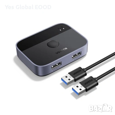 UGREEN USB 3.0 KVM Switch 2x2 5Gbps с 2 USB кабела