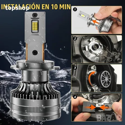 Чисто нови H7 LED Крушки DeveChos 160W 30000LM Canbus 6500K (1:1 размер)  , снимка 5 - Аксесоари и консумативи - 55592004