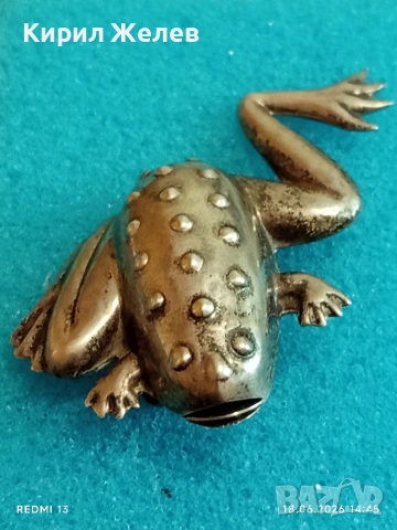 Винтидж сребърна брошка ЖАБА 🐸 Авторско ретро Арт бижу 19801, снимка 5 - Антикварни и старинни предмети - 54957977