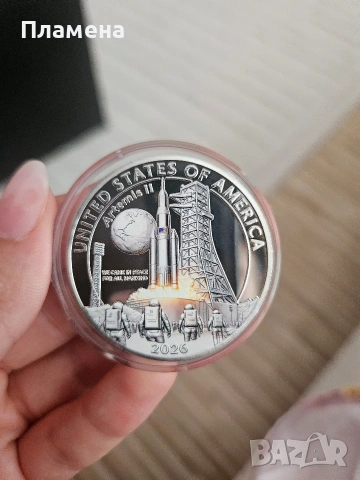 Колекционерска монета Apollo 11 / Artemis II 2026 – цветна, капсулирана, снимка 2 - Нумизматика и бонистика - 54894838