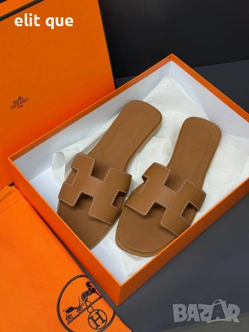 висококачествени чехли от естествена кожа hermes с оригинална кутия и торбичка , снимка 2 - Чехли - 55233505