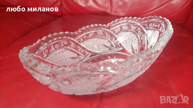 Кристална бонбониера, сухи мезета, елипса, ръчна гравюра, снимка 4 - Други - 55239654