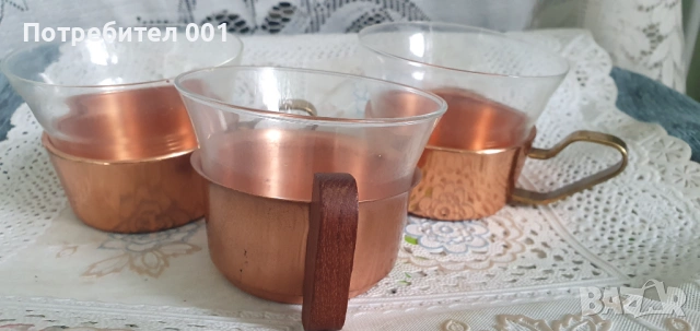 Чаша от кована мед и термо стъкло, снимка 2 - Антикварни и старинни предмети - 54729064