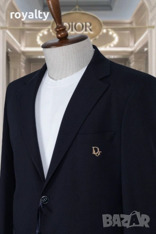 Christian Dior Луксозен Мъжки Черен Костюм Клас Оригинал, снимка 5 - Костюми - 54364759