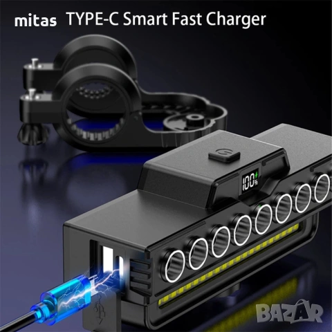 Ултра ярка 9 LED + 21 SMD светлина за велосипед, Фар, Клаксон, Батерия, снимка 5 - Аксесоари за велосипеди - 52003435