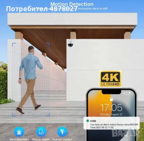 Куполна WIFI камера за видеонаблюдение, снимка 2 - IP камери - 55480431