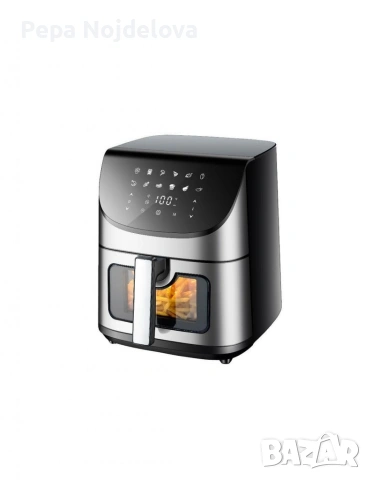 Фритюрник, 1700W, 7л., Горещ въздух, Таймер, до 200°C, с видим прозорец, Черен, снимка 2 - Фритюрници - 54562626