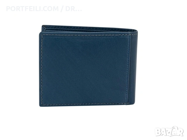 Син портфейл Friedrich от мека козя кожа с RFID NFC защита, снимка 6 - Портфейли, портмонета - 54318449