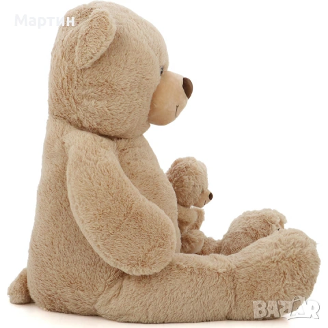 Плюшена играчка Mappy Fluffy Friends, Мечка с мече, 130 см, Бежова, снимка 3 - Плюшени играчки - 54660966