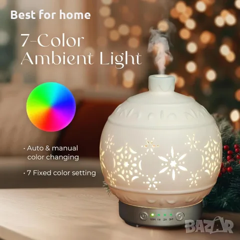Дифузер за етерични масла Earnest Living Christmas Ball, бял керамичен, 100 мл, декорация за дома, снимка 3 - Овлажнители и пречистватели за въздух - 55585634
