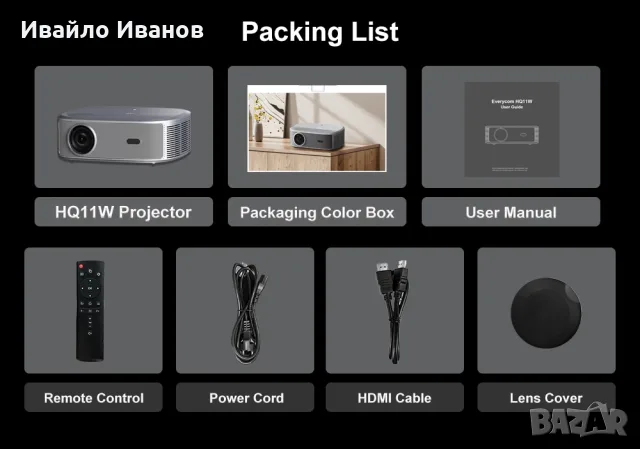 домашно кино, проектор Everycom HQ11W Android 15, снимка 9 - Плейъри, домашно кино, прожектори - 55586780