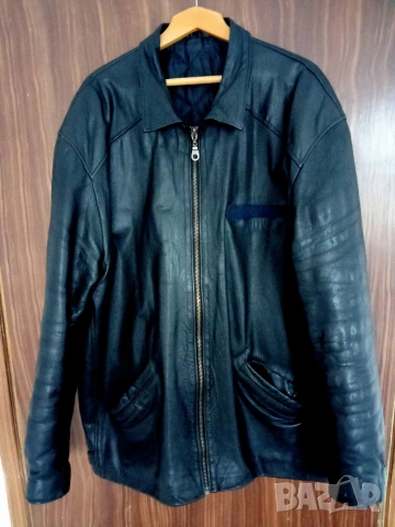 Мъжко кожено яке черно Men's Leather Jacket Genuine Leather 