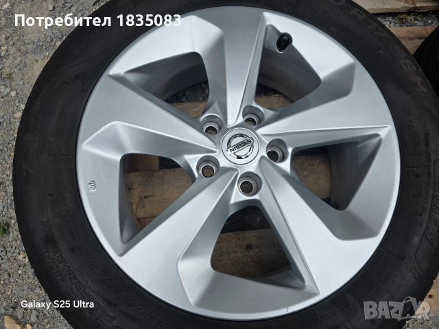 Лети джанти 17ки 5х114.3 Nissan + летни гуми 215/60/17, снимка 5 - Гуми и джанти - 54713039