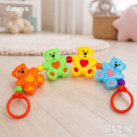 6638 Дрънкалка за бебешка количка с 4 мечета, снимка 2 - Дрънкалки и чесалки - 54351439