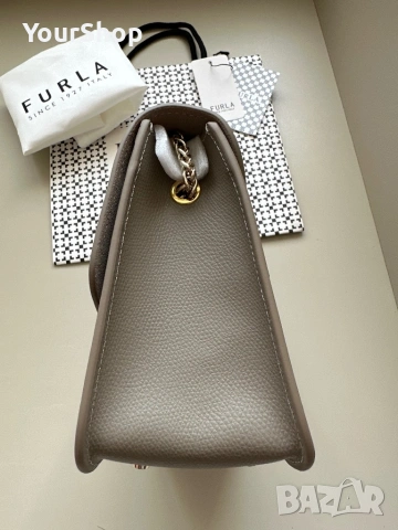 Дамска чанта Furla Metropolis 21см в сив цвят, снимка 3 - Чанти - 54049326