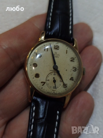 Златен Часовник SMITH DE LUXE 15 JEWELS SHOCKPROOF MADE IN ENGLAND 9к 0,375, снимка 6 - Други ценни предмети - 55050228