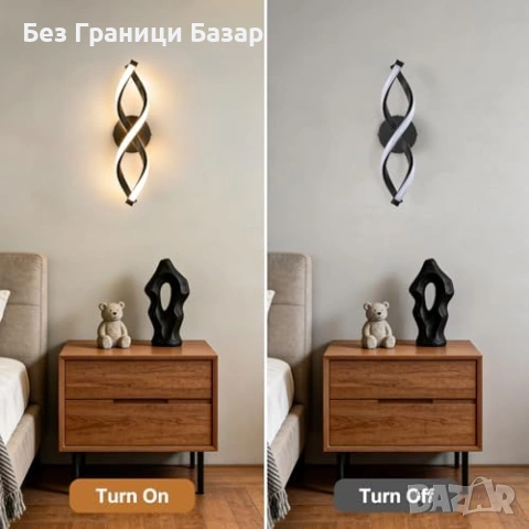 Нов Модерен LED аплик 15W 1500LM за хол спалня коридор стенна лампа LED 15W извита форма топла светл, снимка 6 - Лед осветление - 54430951