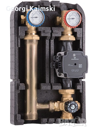 Регулираща помпена група DN25 с помпа Grundfos UPM3 AUTO 25-70 и термостатичен смесителен вентилл