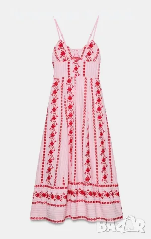 Нова миди рокля Zara с бродерия, снимка 3 - Рокли - 55356692