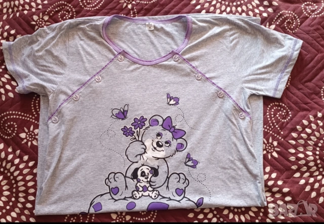 Нощница за кърмачки с къс ръкав , снимка 2 - Дрехи за бременни - 53984683