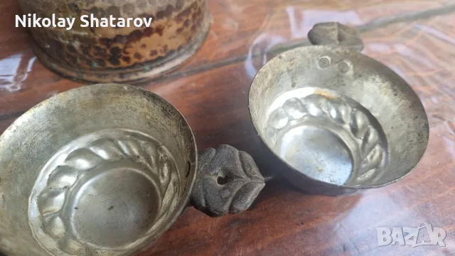 старо медно джезве с чашки , снимка 3 - Антикварни и старинни предмети - 55379076
