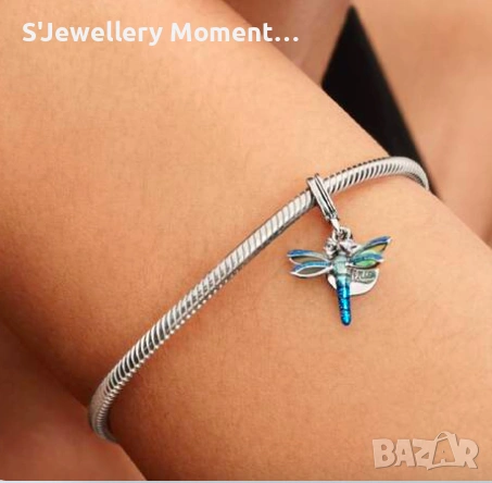 Сребърен талисман 925 Pandora Dragonfly, снимка 3 - Гривни - 55074585