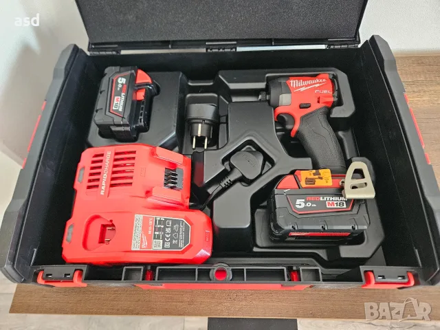 Акумулаторен ударен Импакт Milwaukee M18 FID3-502X/ 18V 2x5Ah батерии и зарядно 