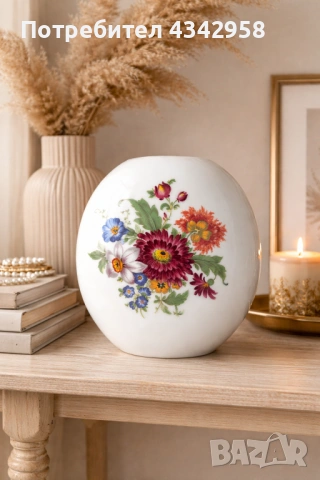 Винтидж порцеланова ваза Scherzer Bavaria.1950-1970г., снимка 2 - Антикварни и старинни предмети - 54236354