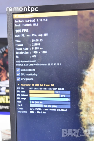 Видео карта POWERCOLOR FIGHTER AMD RADEON RX 6800 16G , снимка 4 - Видеокарти - 54252731