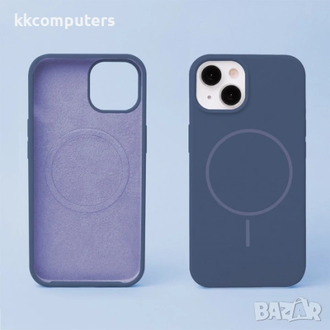 Кейс Silicone Thin Mag за iPhone 16 Pro (6.3), тъмносин и Протектор, снимка 4 - Калъфи, кейсове - 54890979
